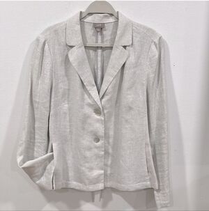 J. JILL Metallic Linen Blend Blazer Women's Size Large